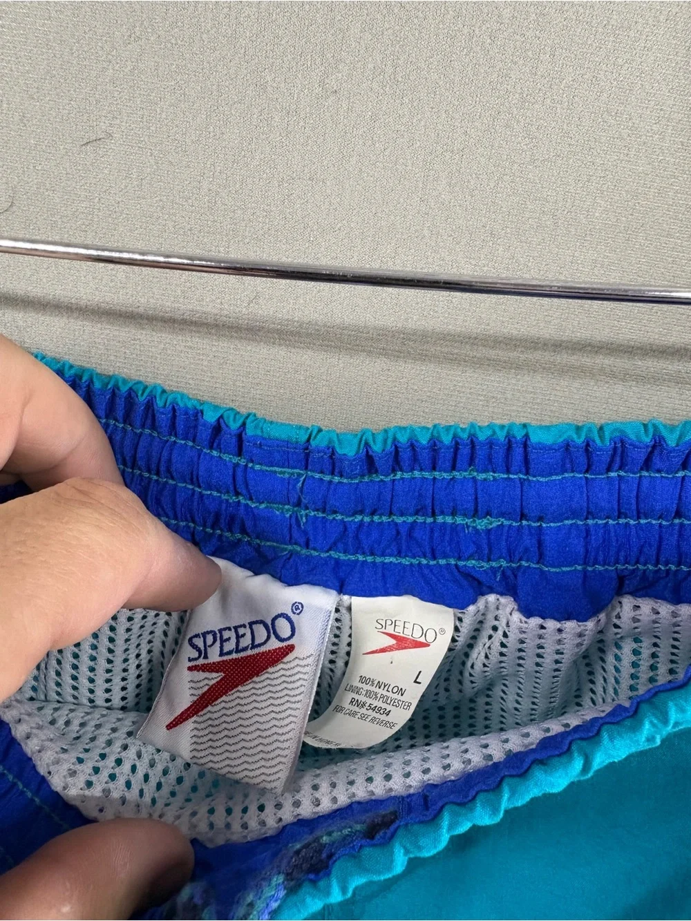 Vintage 90s Speedo Mens Size Large Lined  Shorts Swim Trunk Turquoise